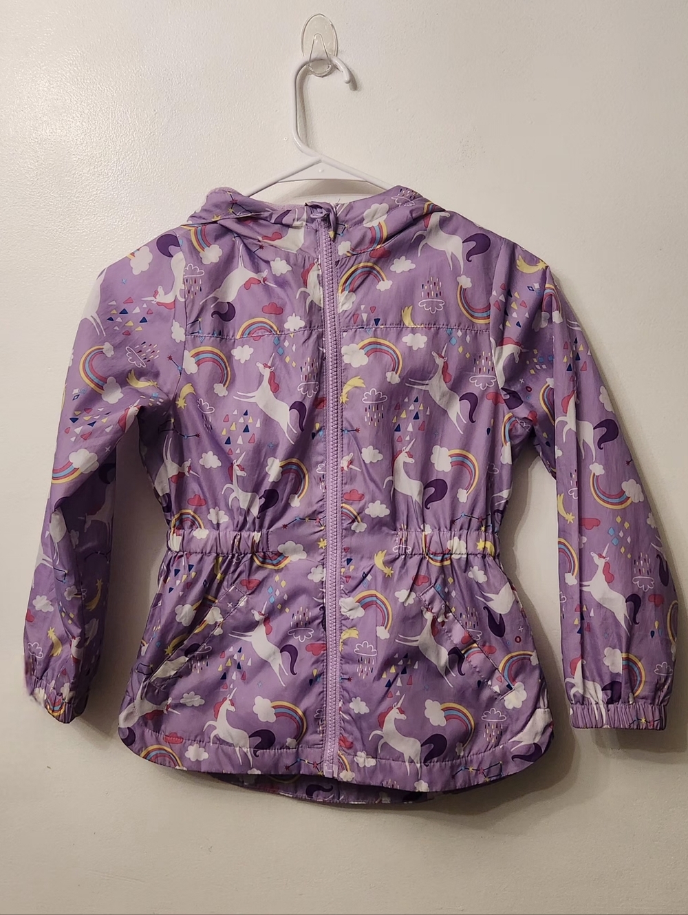 Wonder Nation Girls Purple Unicorn & Rainbow Hooded Raincoat